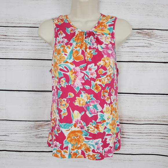 Chaps | Floral Keyhole Back Tank Top - Picture 5 of 7